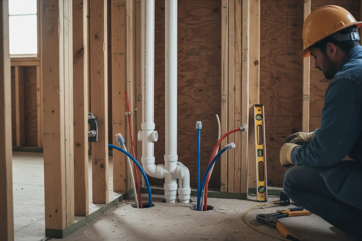 Drain and supply rough-in during Leak Detection in Southmayd